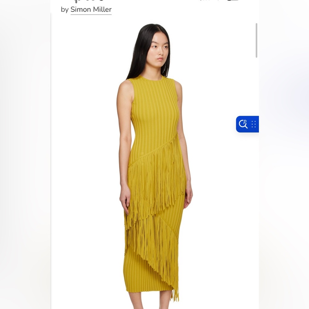 Simon Miller Mustard Ribbed Fringe Midi Dress